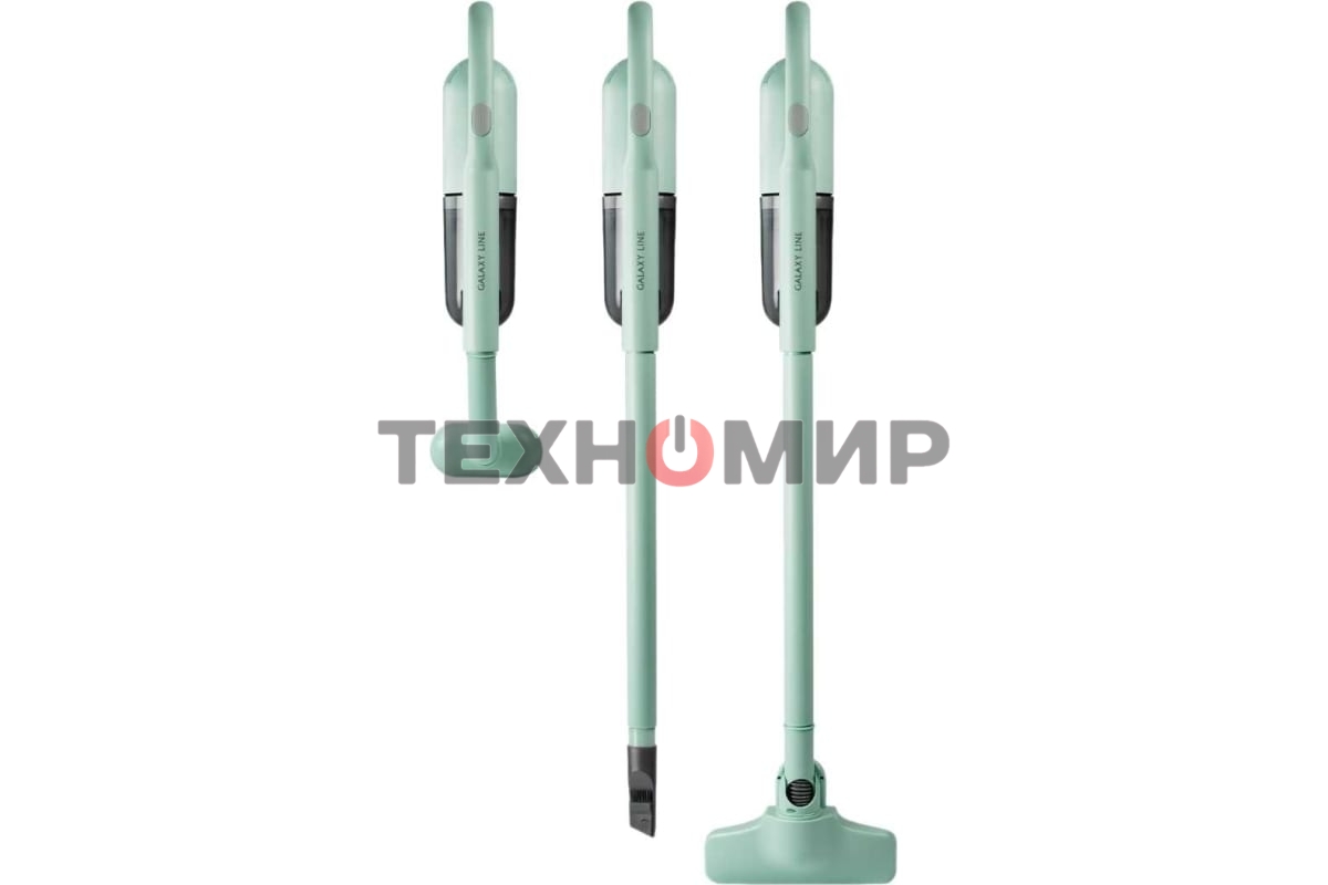 Пылесос вертикальный Galaxy Line GL 6221 салатовый, питание от аккумулятора, 130 Вт, уборка сухая, пылесборник 0.3 л, работа от АКБ max - 30 мин