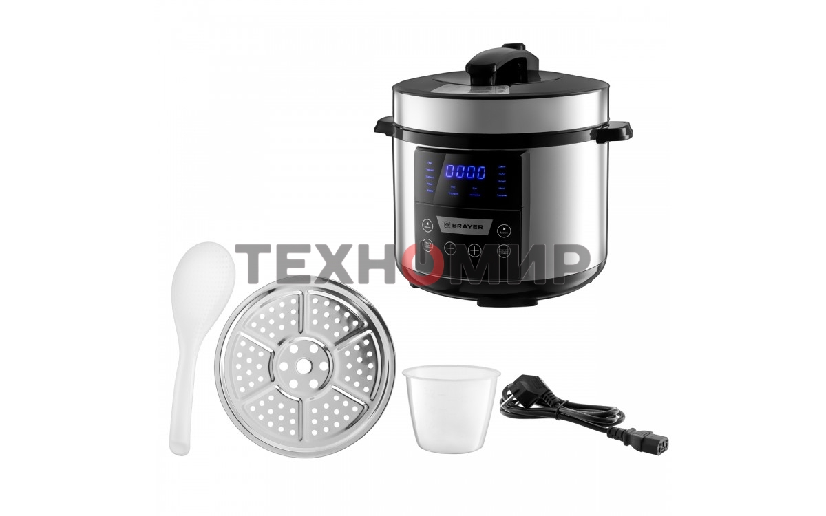 Мультиварка BRAYER BR2400 5 л, 900 Вт, серебристый