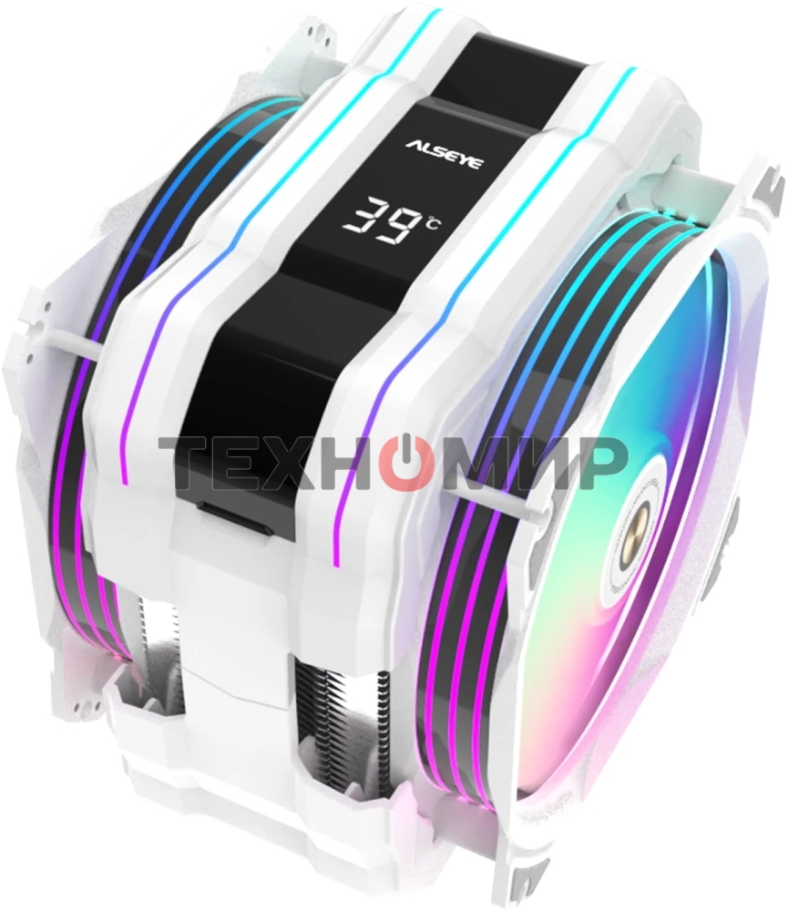 Кулер для процессора Alseye M120D-W-Plus белый, 120 мм, алюминий/медь, 1900 об/мин, 41.2 дБ, 4 pin, 250 Вт, 160 мм