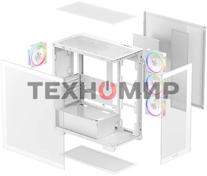 Компьютерный корпус Deepcool CG580 4F V2 WH без БП, боковое окно (панорама), 4x120мм ARGb PWM вентилятора, белый, ATX (R-CG580-WHADA4-G-2)