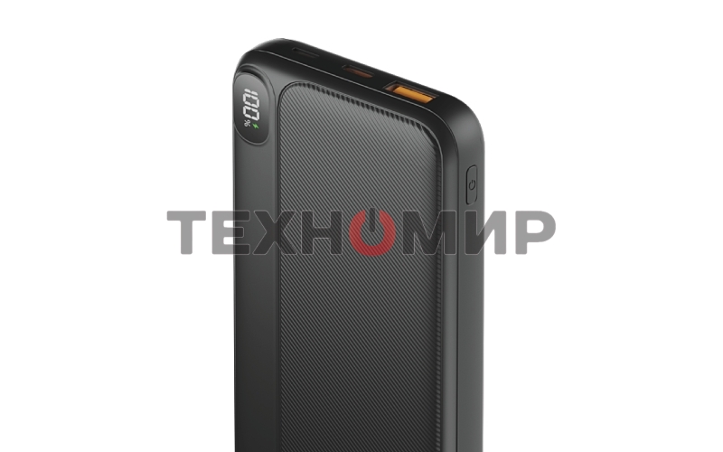 Портативный аккумулятор OLMIO L-10, 10000mAh, 22.5W, QC3.0, PD, LCD, + кабели Lightning\Type-C, черный