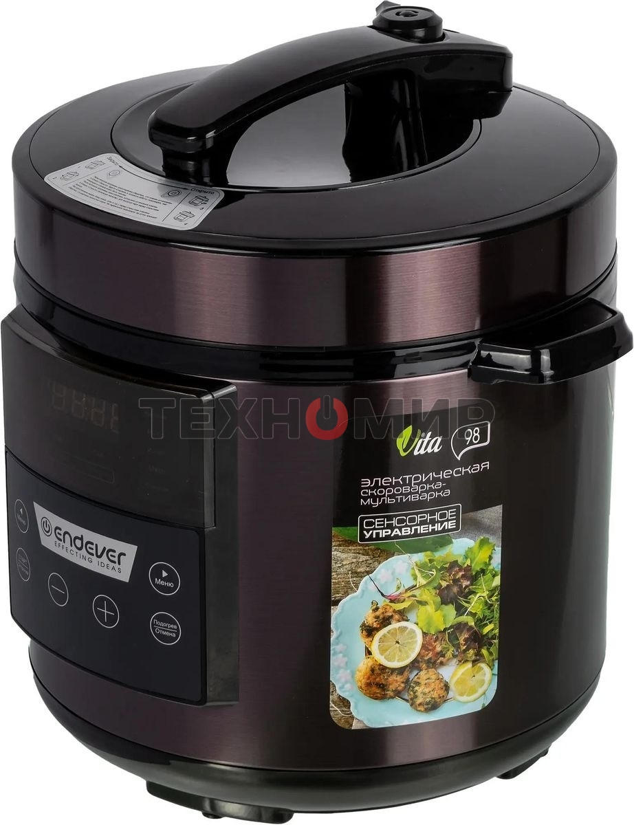 Мультиварка-скороварка Endever VITA 98 черный/сливовый электрическая Endever Vita 98