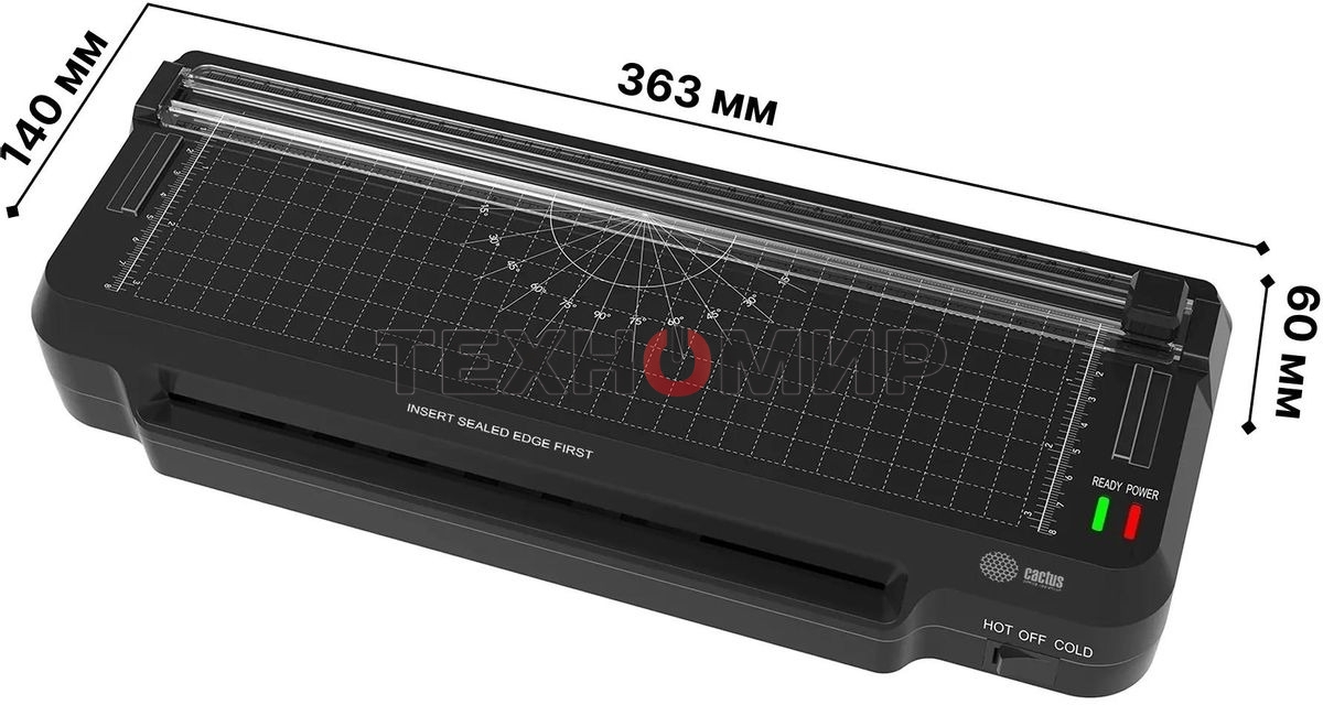 Ламинатор Cactus CS-LAB-F1 черный A4 (70-125мкм) 25 см/мин (2 вал.) хол. лам. лам. фото