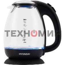 Чайник электрический Hyundai HYK-G3804 1.7 л, 2200 Вт, черный (корпус: стекло)