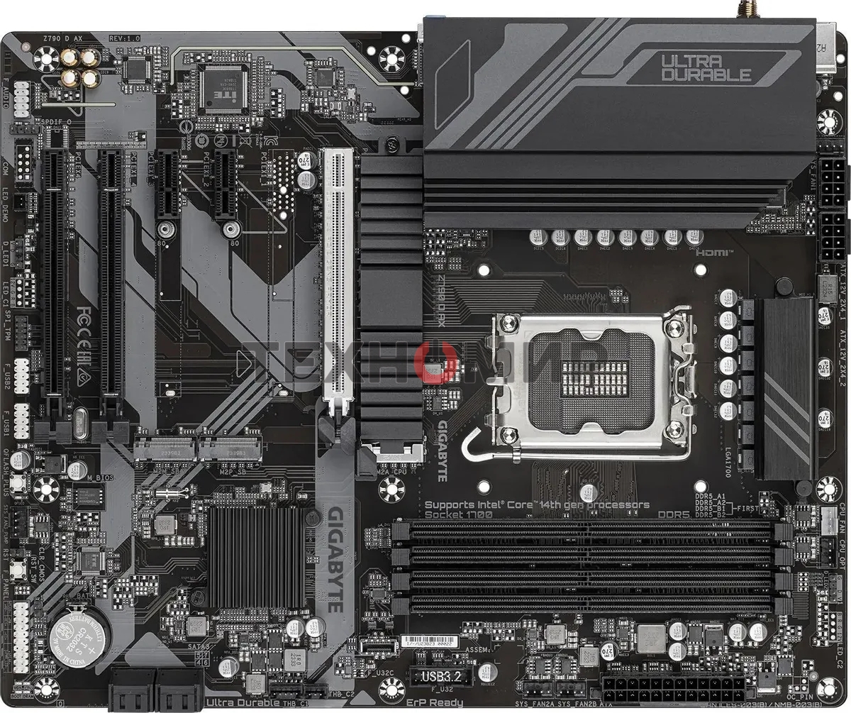 Материнская плата Gigabyte Z790 D AX, LGA 1700, Intel Z790, 4xDDR5, 4xSATA, 3xM.2, 1xPCI-E 5.0 x16, 1xPCI-E 4.0 x4, 2xPCI-E 3.0 x1, 1xHDMI, 1xDP, 1x 2.5Gb LAN, 4xUSB-A 3.2 Gen 1, 1xUSB-A 3.2 Gen 2, 2xUSB-A 2.0, 1xUSB-C 3.2 Gen 2, 3x3.5 мм, 7.1, ATX