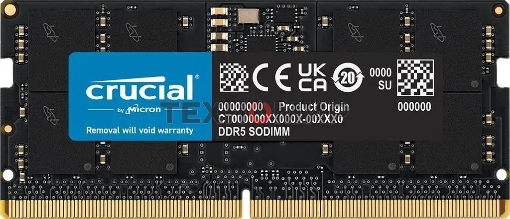 Оперативная память Crucial, DDR5, 16GB (1x16 GB), 4800 MHz, CL40, SO-DIMM
