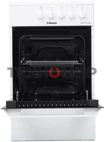 Плита газовая Hansa FCGW510029A белый, конфорок 4 газовых, духовка 53 л, 50 см x 85 см x 57 см