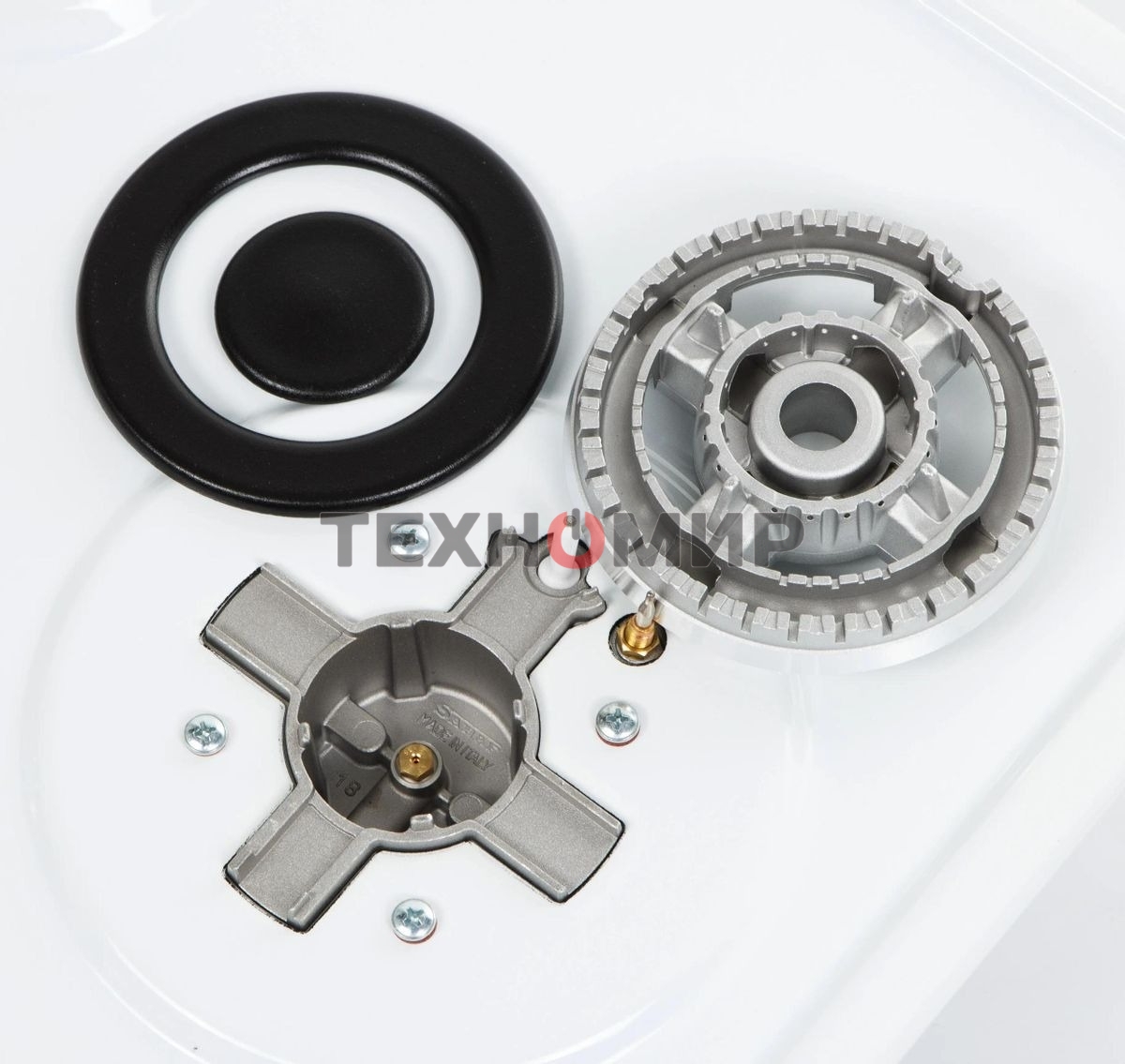 Газовая варочная панель Maunfeld EGHE.43.33CW/G, 3 конфорки, эмалированная сталь, белый