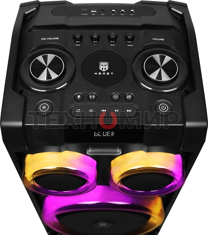 Колонка портативная Ural 23 черный 2000W 1.1 BT/3.5Jack/USB-C 15м 7000mAh (УРАЛ МОЛОТ 23)