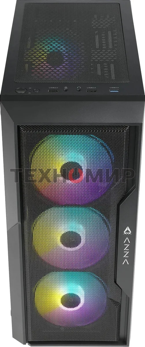 Компьютерный корпус Azza Fighter черный без БП ATX 4x120мм 2x140мм 2xUSB2.0 1xUSB3.0 audio bott PSU