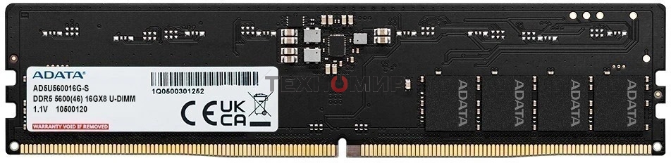 Оперативная память ADATA, DDR5, 16Gb (1x16Gb), 5600MHz, CL46, UDIMM, OEM