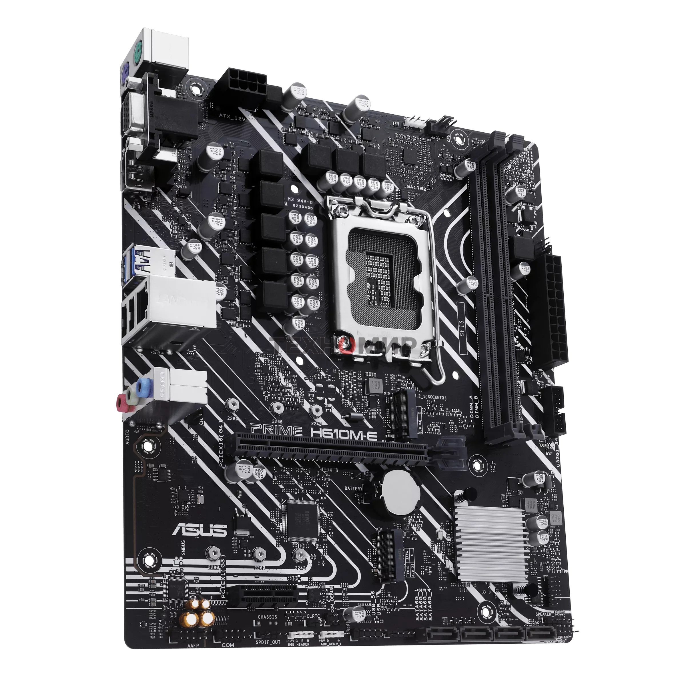 Материнская плата ASUS PRIME H610M-E-CSM, LGA 1700, Intel H610, 2xDDR5, 4xSATA, 2xM.2 PCIe 3.0 (x2, x4), 1xPCIe 4.0 x16, 1xPCIe x1, 1xHDMI, 1xDP, 1xVGA, 2xUSB-A 2.0, 2xUSB-A 3.2 Gen 1, 1x 1Gb LAN, 3x3.5 мм, 7.1, mATX