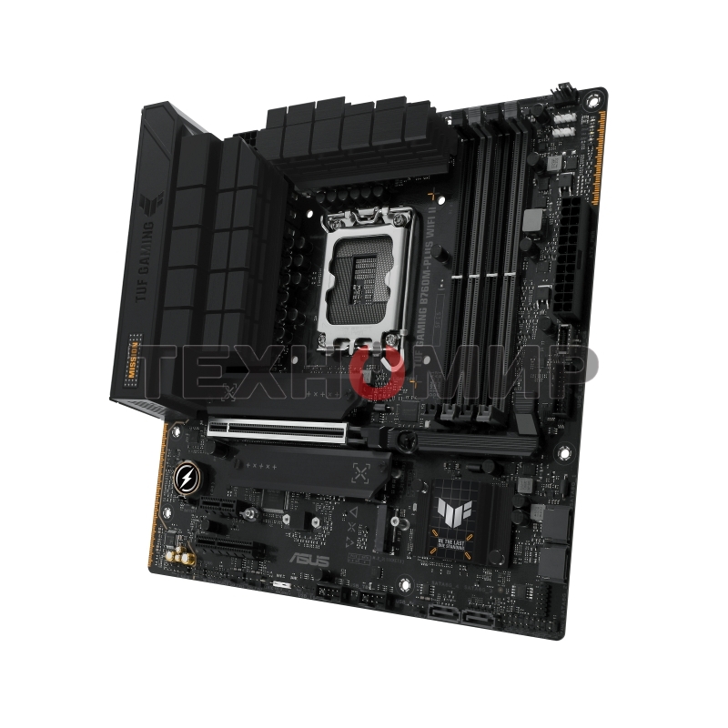 Материнская плата ASUS TUF GAMING B760M-PLUS WIFI II, LGA 1700, Intel B760, 4xDDR5, 4xSATA, 3xM.2, 1xPCIe 5.0 x16, 1xPCIe x4, 1xUSB-A 3.2 Gen 2, 2xUSB-A 3.2 Gen 1, 4xUSB 2.0, 1xUSB-C 3.2 Gen 2x2, 1x2.5Gb LAN, 5x3.5 мм, 7.1, Wi-Fi 6E, Bluetooth 5.3, mATX