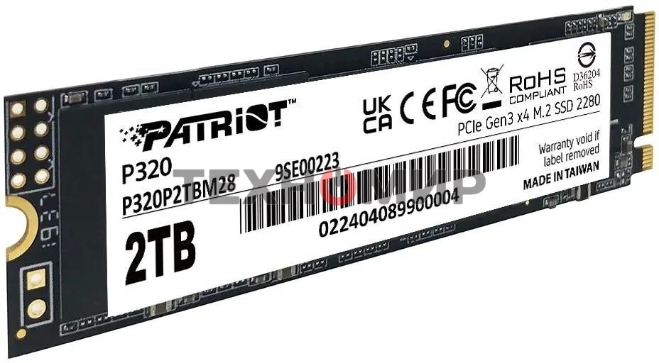 Накопитель SSD Patriot P320 2ТБ, M.2 2280, NVMe, R/W 3000MB/2200Mb/s
