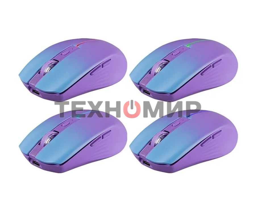 Мышь беспроводная Defender Mystery MM-301 фиолетовый, 1600 dpi, радиоканал, Bluetooth, USB, кнопки - 6