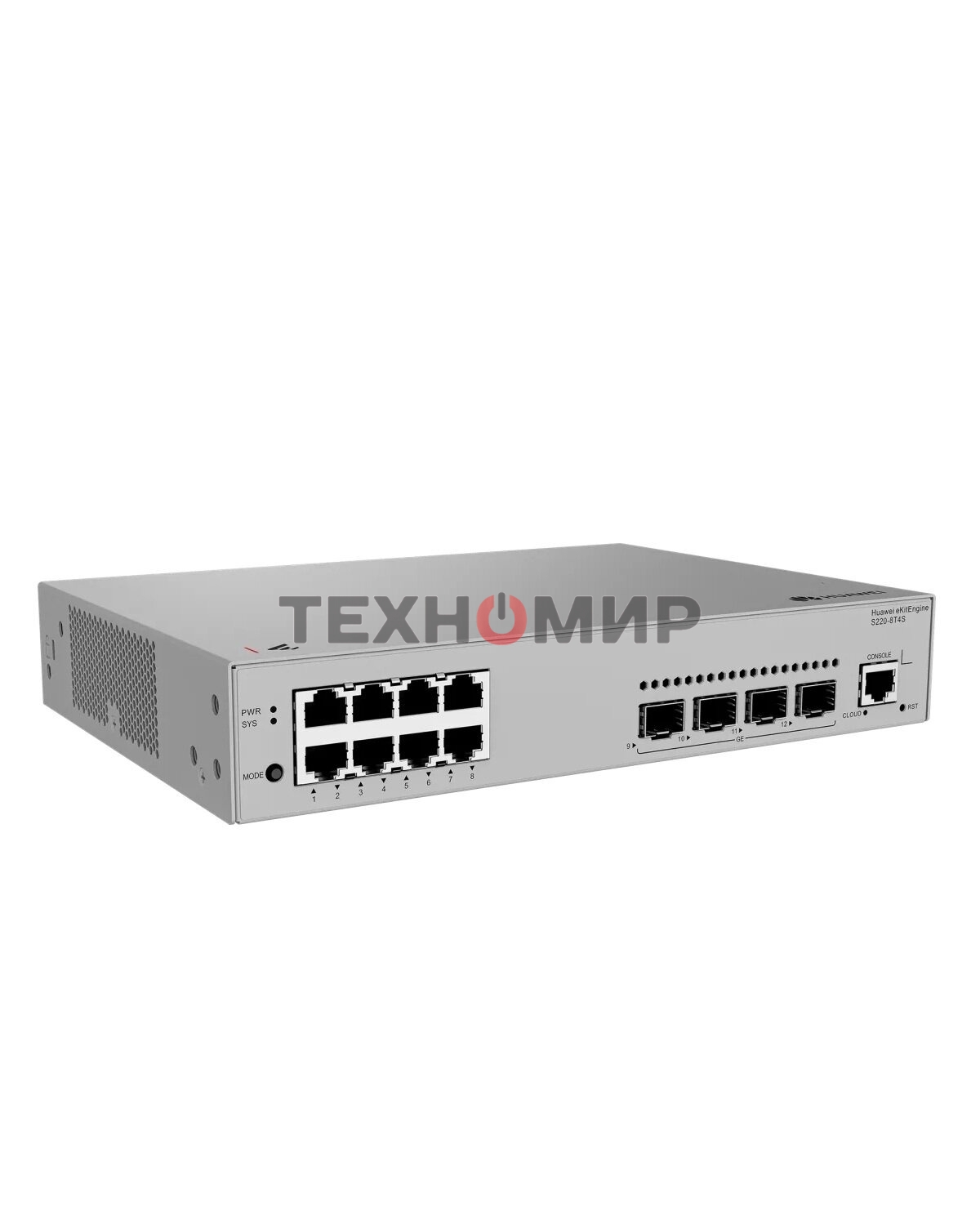 Коммутатор Huawei S220-8T4S (L2+, 8*10/100/1000BASE-T ports, 4*GE SFP ports, built-in AC power)