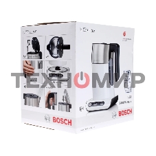 Чайник электрический Bosch TWK8611P 1.5 л, 2400 Вт, белый/серебристый (корпус: нержавеющая сталь)