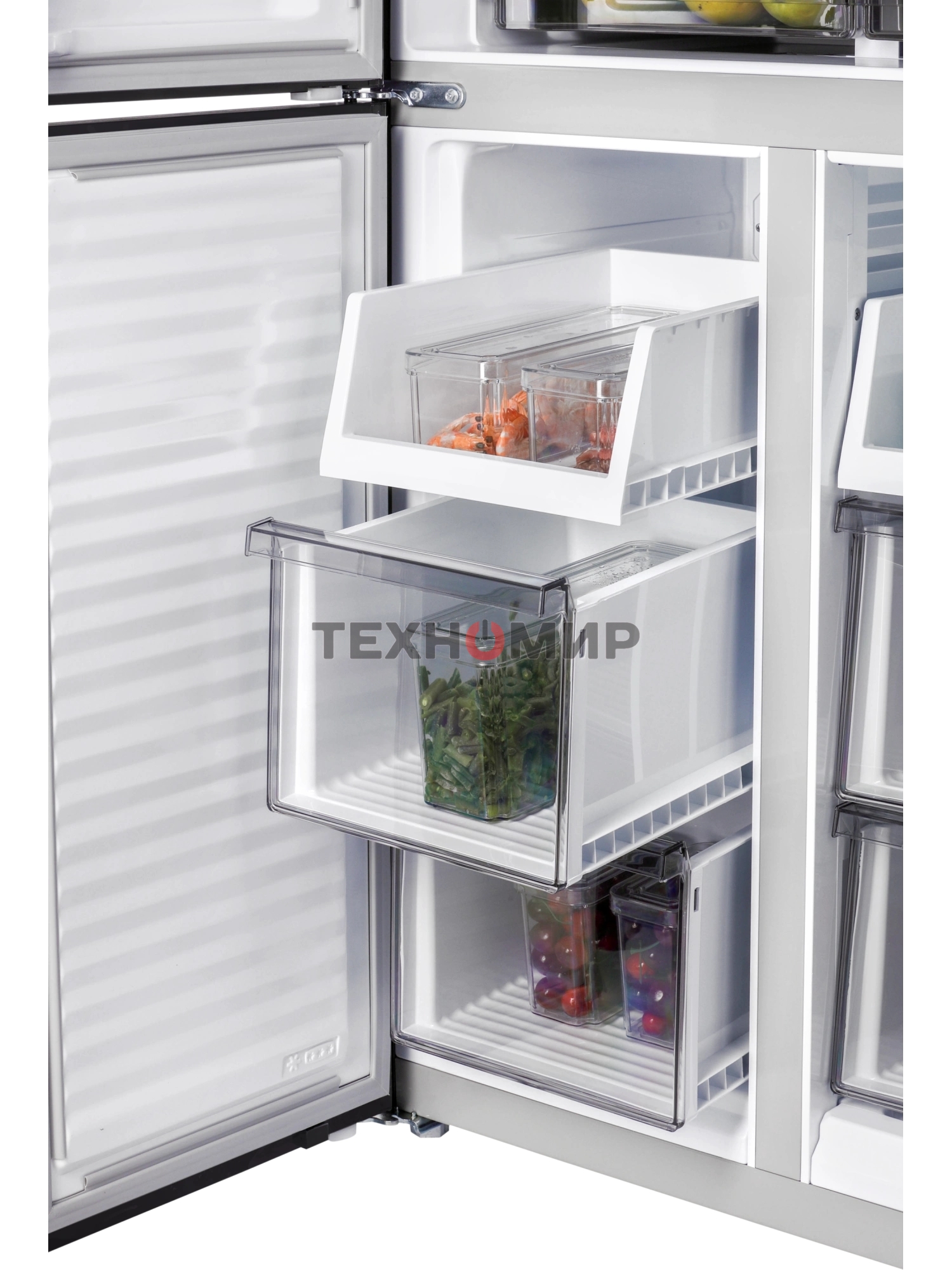 Холодильник Nordfrost RFQ 450 NFGb черное стекло многокамерный 270/135л морозилка сбоку, No Frost, Side by Side