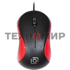 Мышь проводная Oklick 115S черный/красный, 1200 dpi, USB, кнопки - 3