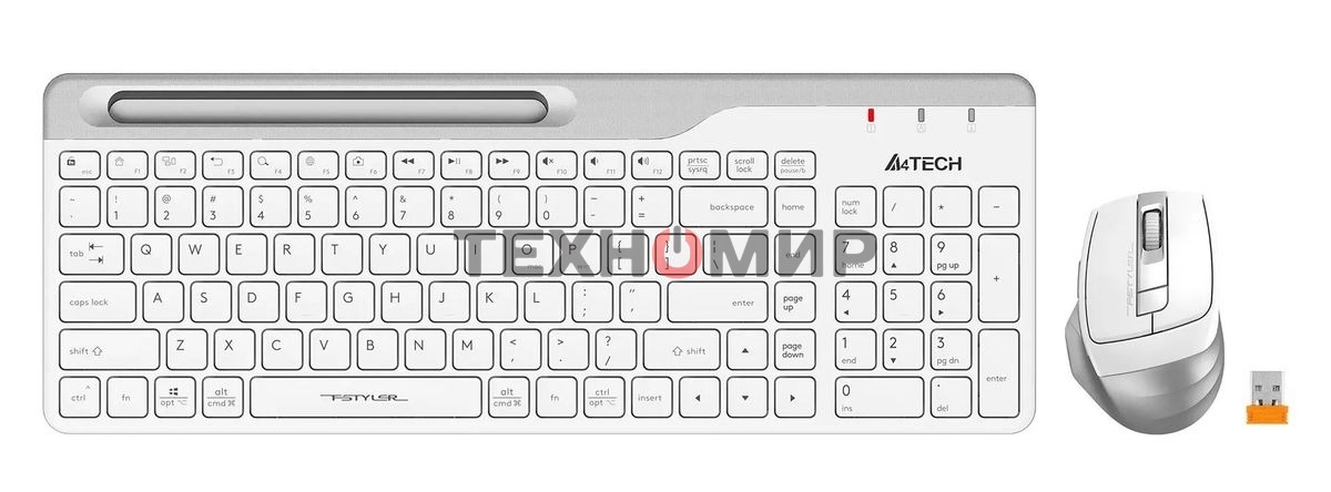 Комплект клавиатура+мышь A4Tech FStyler FB2535C беспроводной, USB + Bluetooth, 2000 DPI, белый