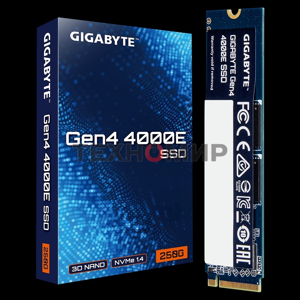 Накопитель SSD GIGABYTE Gen4 4000E, 250Gb, M.2 2280, PCIe 4.0 x4, NVMe, R/W 3500/1800