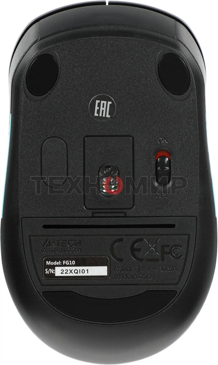 Мышь беспроводная A4Tech Fstyler FG10 черный/синий, 2000 dpi, радиоканал, USB, кнопки - 4