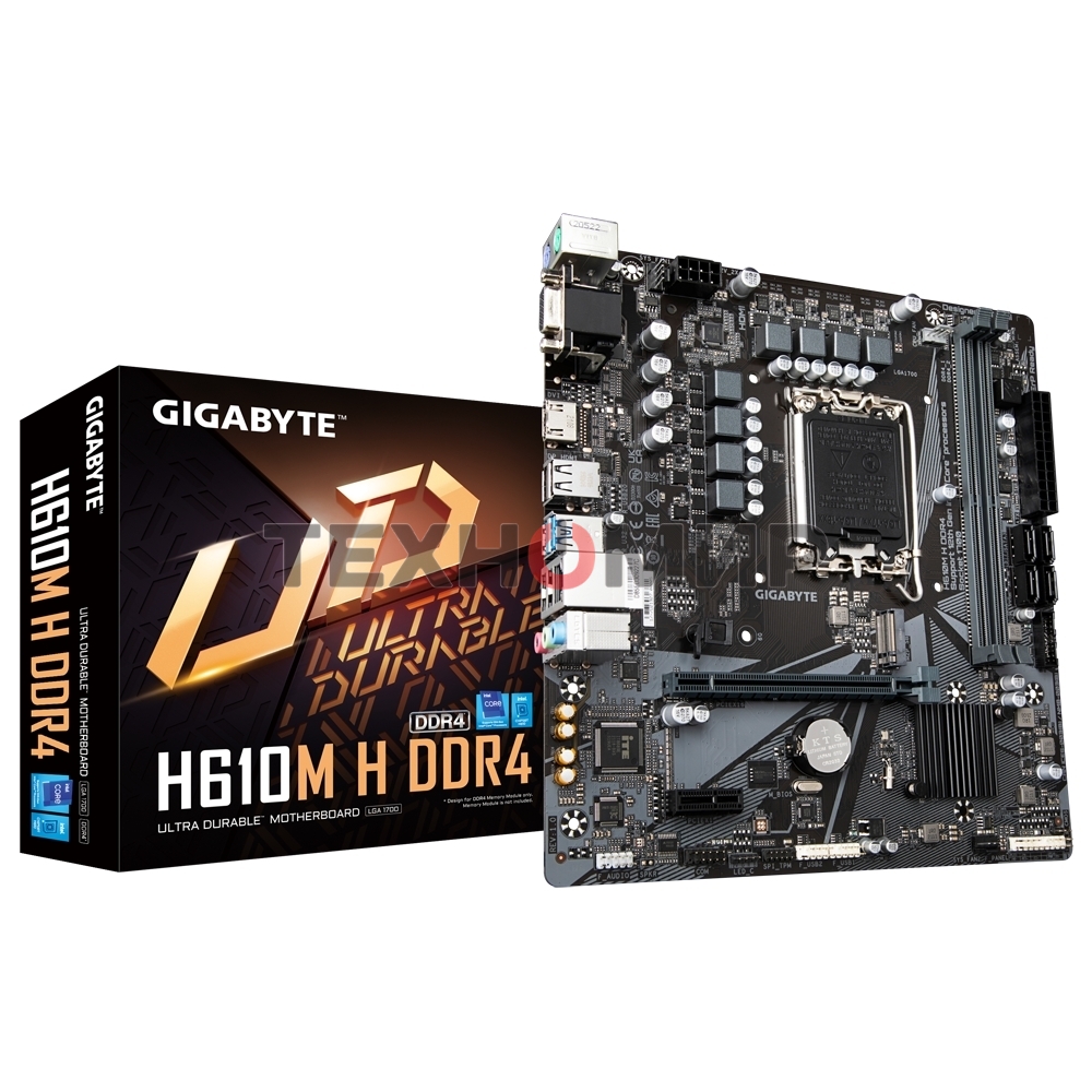 Материнская плата Gigabyte H610M H DDR4 Soc-1700 Intel H610 2xDDR4 mATX AC`97 8ch(7.1) GbLAN+VGA+HDMI