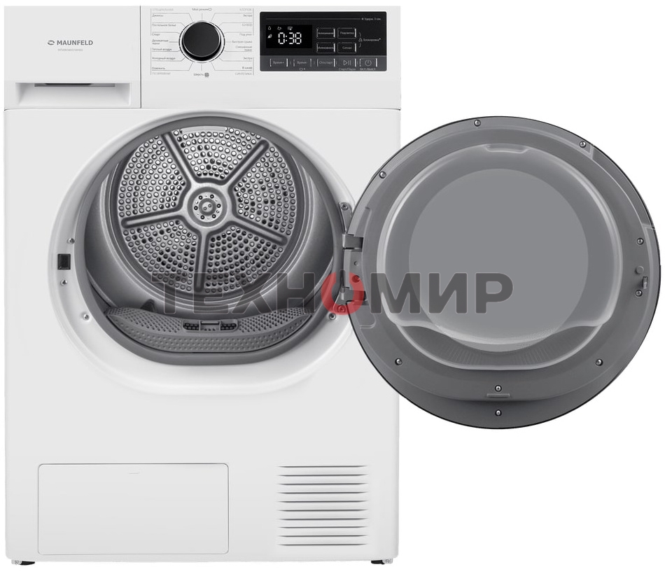 Сушильная машина Maunfeld MFDM168WH03 белый, 8 кг, сушка - тепловой насос, программ - 16, 59.5 x 84.5 x 61 см