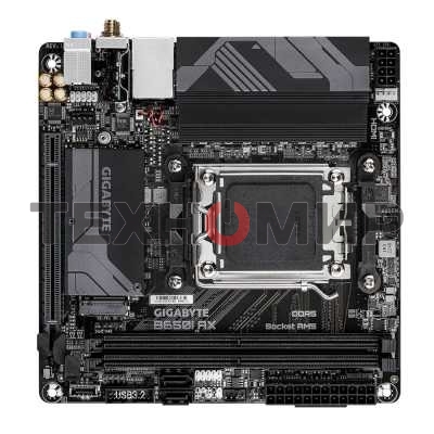 Материнская плата GIGABYTE B650I AX, AM5, AMD B650, 2xDDR5, 2xSATA, 1xM.2, 1xPCIe 4.0 x16, 1xHDMI, 1xDP, 1x2.5Gb LAN, Wi-Fi 6E, Bluetooth 5.3, 1xUSB-C 5Gbps, 1xUSB-A 5Gbps, 3xUSB-A 2.0, 3x3.5 мм, 7.1, ITX