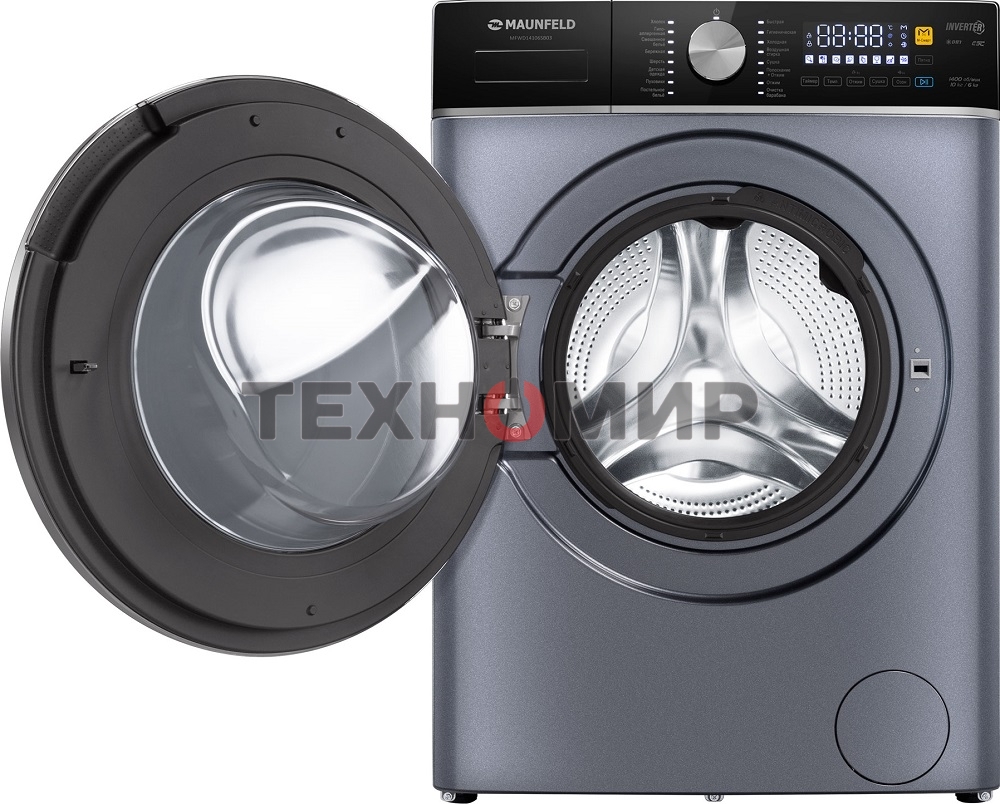 Стирально-сушильная машина Maunfeld MFWD14106SB03 темно-серебристый, загрузка фронтальная 10 кг, 1400 об/мин., класс: В