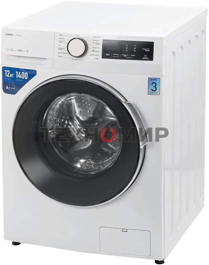 Стиральная машина Centek CT-1925 белый, загрузка фронтальная 12 кг, 1400 об/мин, класс: A+++
