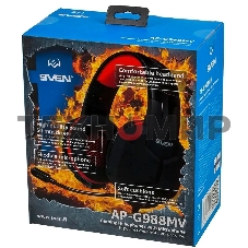 Игровые стереонаушники с микрофоном SVEN AP-G988MV, черный-красный Игровые стереонаушники с микрофоном SVEN AP-G988MV, черный-красный