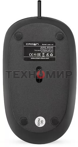 Мышь проводная Crown CMM-128 черный, 1000 dpi, USB, кнопки - 2