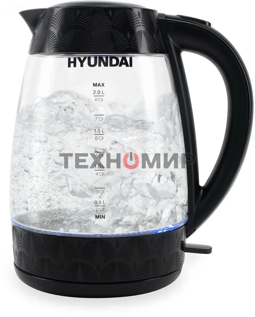 Чайник электрический Hyundai HYK-G4505 2 л, 2200 Вт, черный (корпус: стекло)