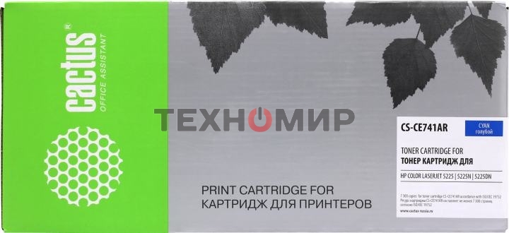 Картридж лазерный Cactus CS-CE741A голубой (7300 стр.) для HP CLJ CP5220/CP5221/CP5223/CP5225/CP5227/CP5229