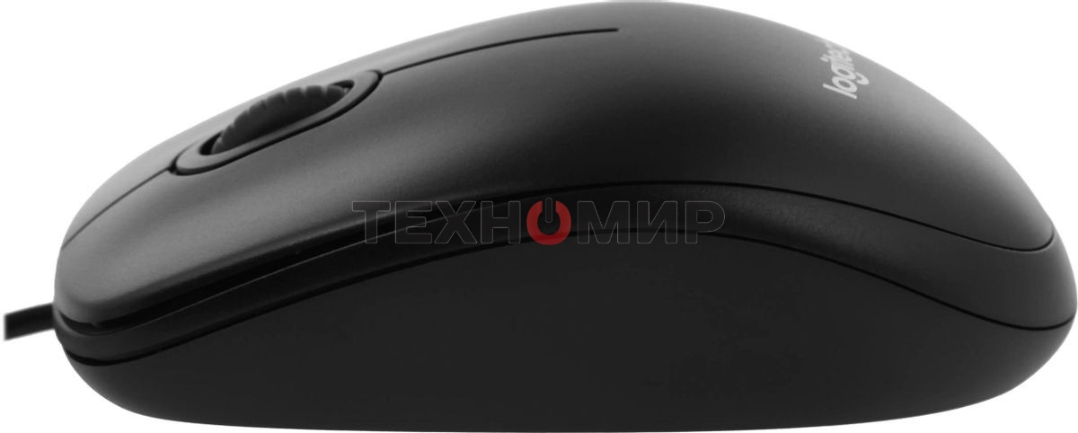 Мышь проводная Logitech B100 черный, 1000 dpi, USB, кнопки - 3