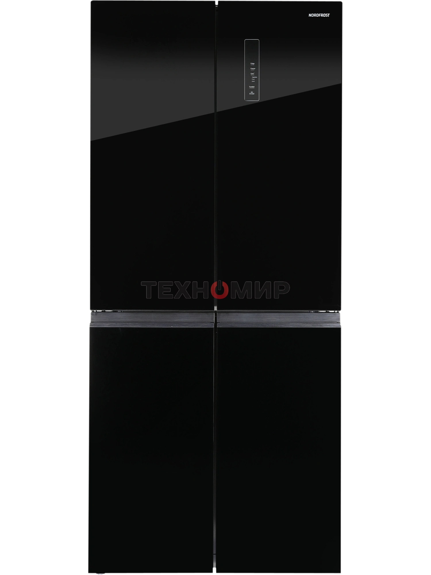 Холодильник Nordfrost RFQ 450 NFGb черное стекло многокамерный 270/135л морозилка сбоку, No Frost, Side by Side