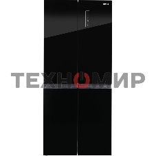 Холодильник Nordfrost RFQ 450 NFGb черное стекло многокамерный 270/135л морозилка сбоку, No Frost, Side by Side
