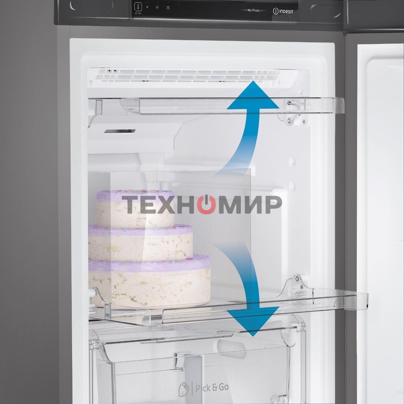 Морозильная камера Indesit DFZ 4150 G, серебристый, 204л, 6 ящиков