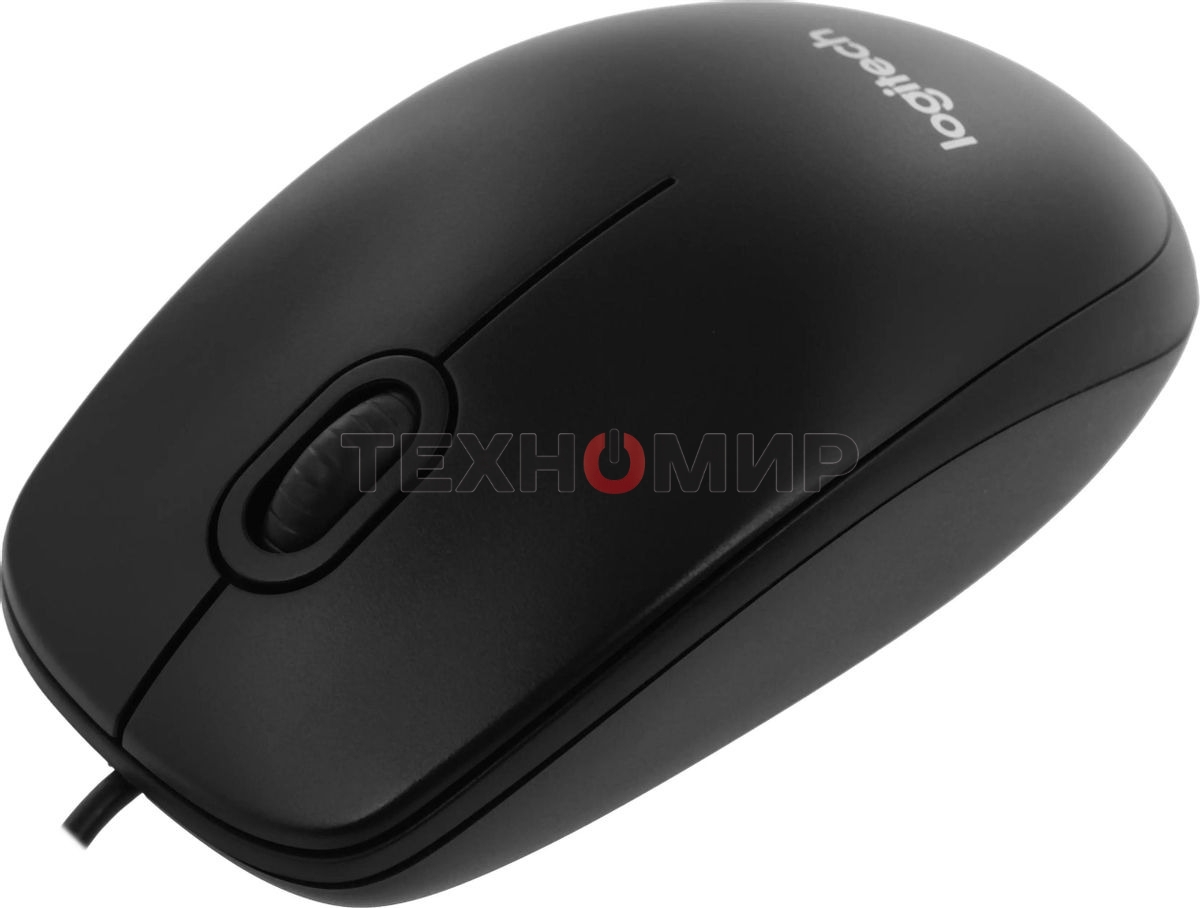 Мышь проводная Logitech B100 черный, 1000 dpi, USB, кнопки - 3