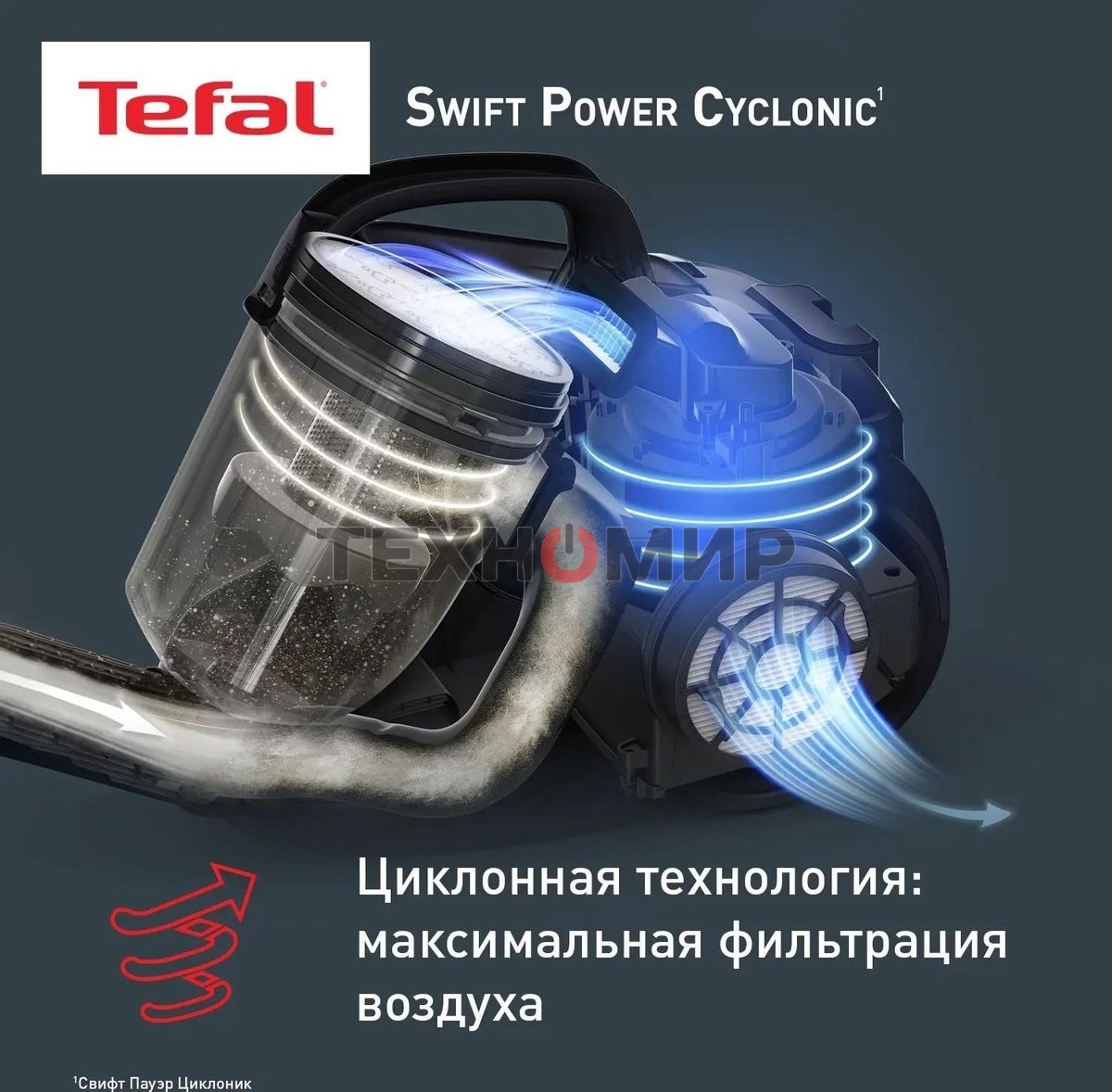 Пылесос Tefal TW2922EA бирюзовый/черный, 750/2100Вт, уборка сухая, пылесборник контейнер 1.5л