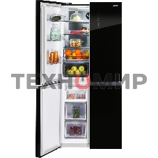Холодильник Nordfrost RFQ 450 NFGb черное стекло многокамерный 270/135л морозилка сбоку, No Frost, Side by Side