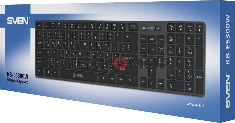 Клавиатура Sven KB-E5300W беспроводная, радиоканал, чёрный