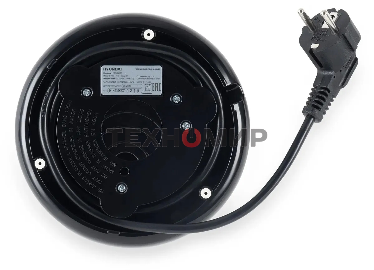 Чайник электрический Hyundai HYK-G4505 2 л, 2200 Вт, черный (корпус: стекло)