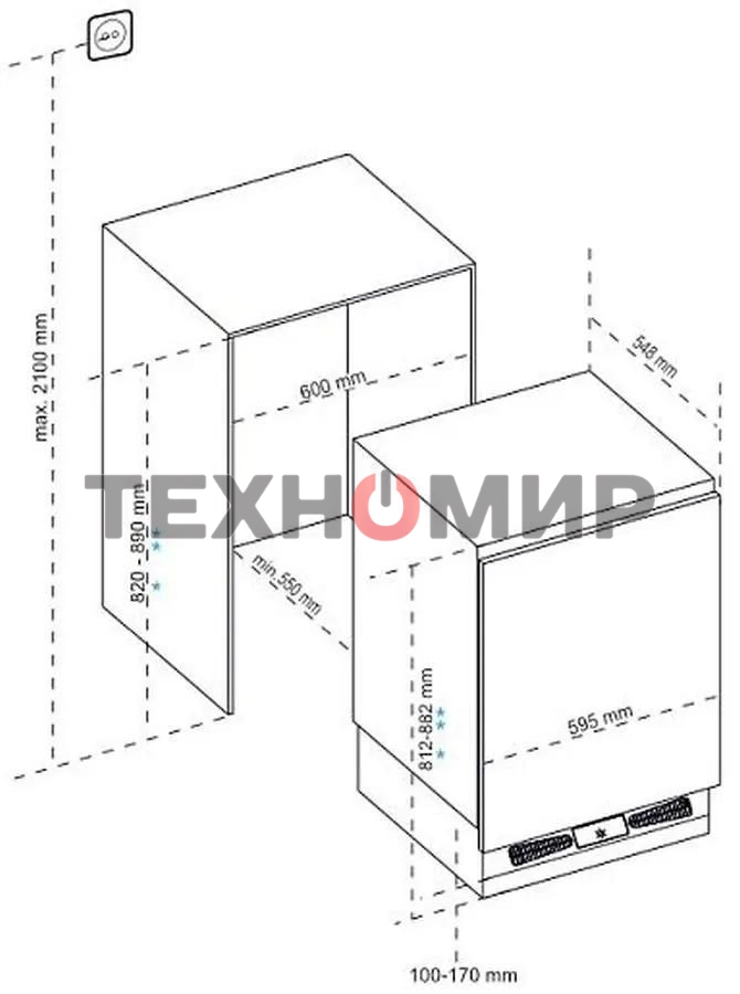 Встраиваемый холодильник Korting KSI 8181, белый однокамерный 133л, морозилка отсутствует, капельное