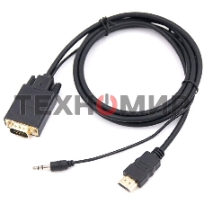 Кабель-переходник аудио-видео Premier 5-983AU HDMI (m)/VGA (m) 1.8м. черный (5-983AU 1.8)