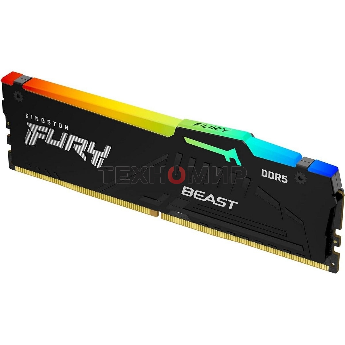 Оперативная память Kingston Fury Beast, DDR5, 16Gb (1x16GB), 6000MHz, CL36, DIMM, с радиатором, RGB, черный