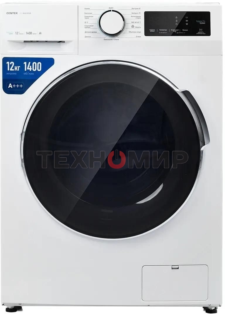 Стиральная машина Centek CT-1925 белый, загрузка фронтальная 12 кг, 1400 об/мин, класс: A+++