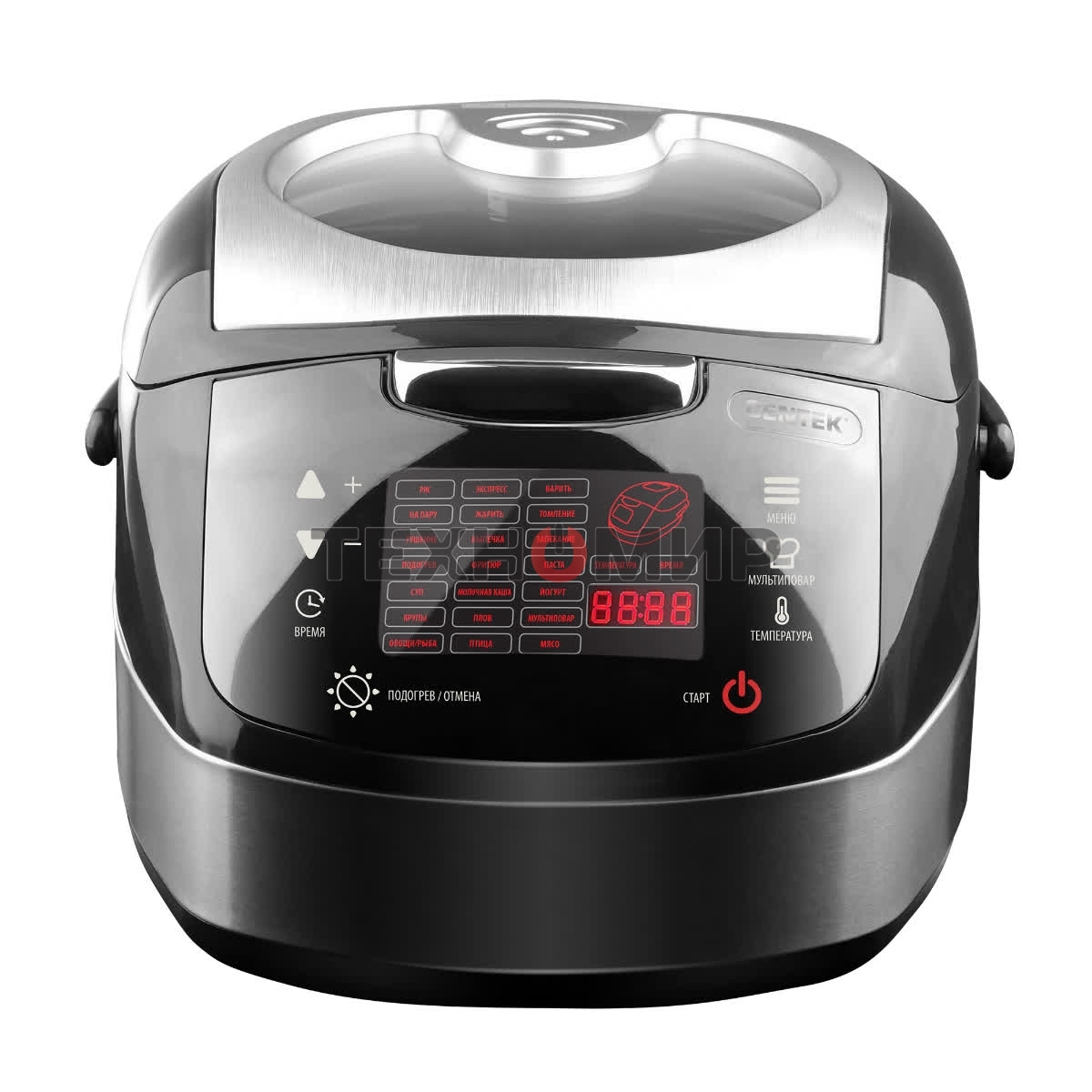 Мультиварка Centek CT-1472 Ceramic черный/сталь, 860 Вт, 5.0 л, LED, 21 программа
