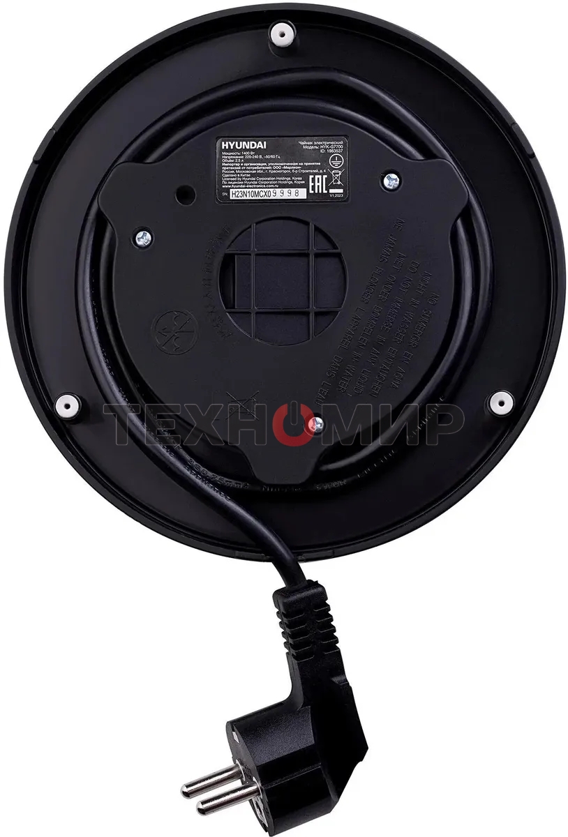 Чайник электрический Hyundai HYK-G7700 2.5 л, 2200 Вт, кремовый/черный корпус: стекло